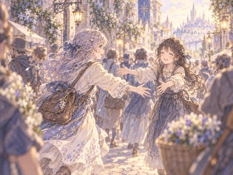 人混みではぐれた友人と再会してほっと微笑む女性