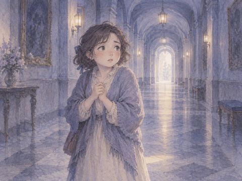 同行者を見失い人影の少ない通路で怖がる女性