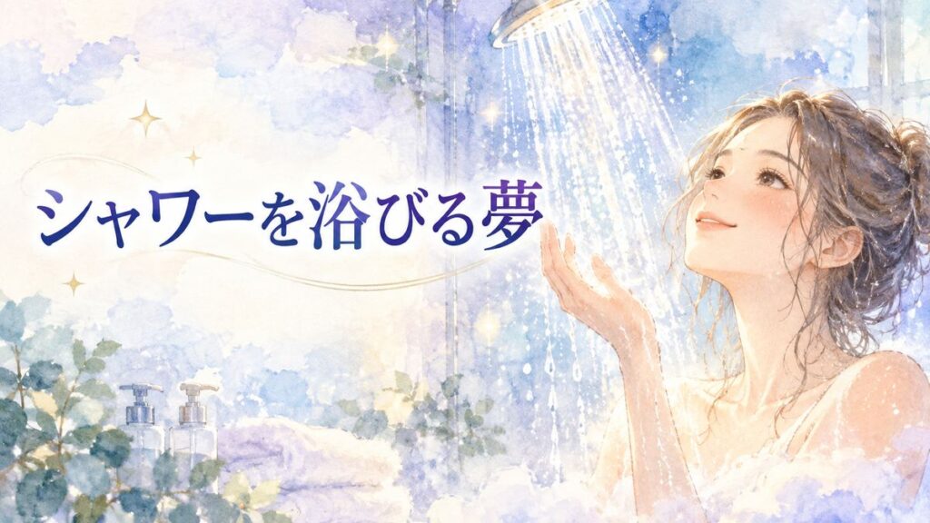 夢のシャワーの水を見つめる大人の女性