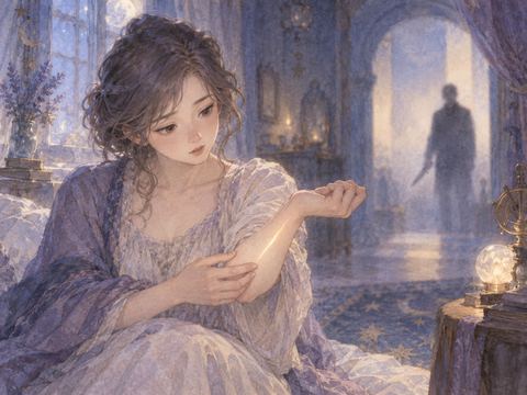刃物で切りつけられたはずの腕を冷静に見つめる女性