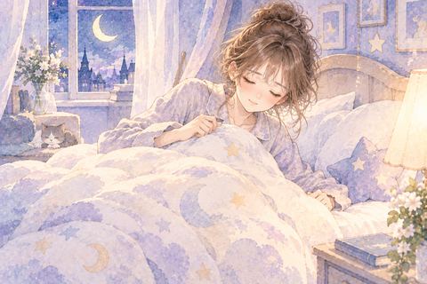 夢の中で自分からベッドに入り眠ろうとする女性