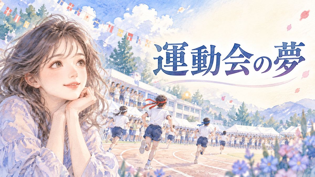運動場を見つめる大人の女性と走る人々
