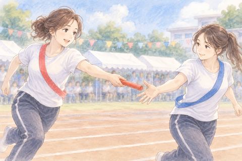仲間と声を合わせて綱を引く大人の女性