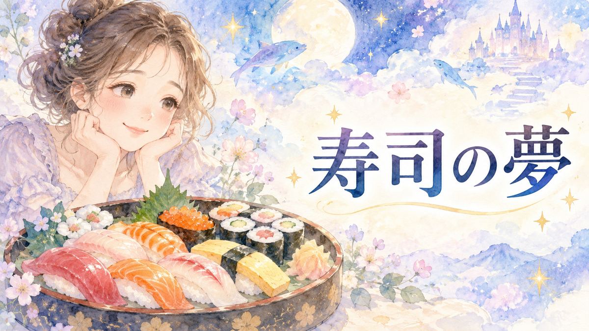 幻想的な寿司を見つめる大人の女性