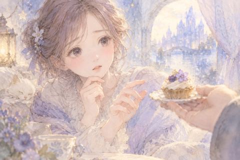 差し出されたお菓子を前に迷う大人の女性