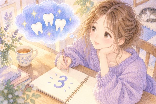 夢の中の三本の歯と数字の3を思い浮かべる女性
