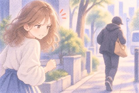 持ち物を盗まれて怒りを見せる大人の女性