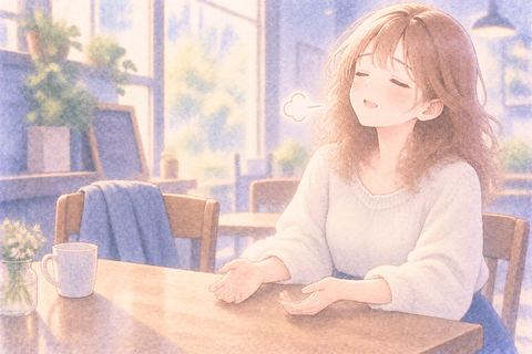 持ち物を盗まれた後にほっと息をつく大人の女性
