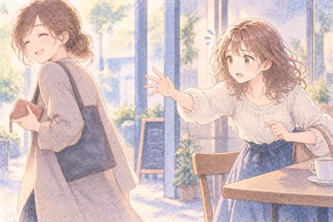 知人が持ち物を持ち去り戸惑う大人の女性
