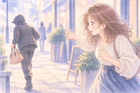 見知らぬ人に持ち物を盗まれ戸惑う大人の女性