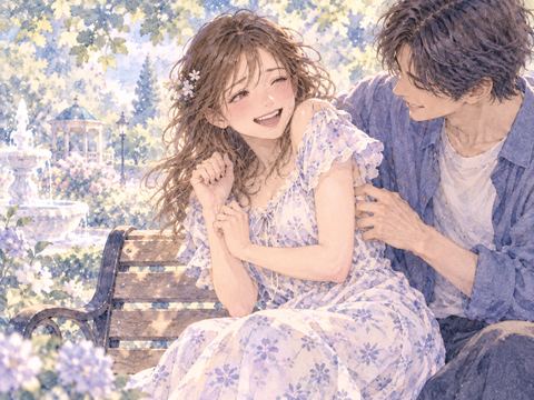 好きな男性に脇腹をくすぐられ照れながら笑う女性