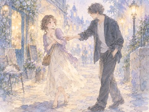 見知らぬ成人に腕をくすぐられ驚いて身を引く女性