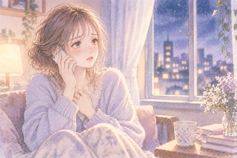 電話で別れを告げられて動揺する大人の女性