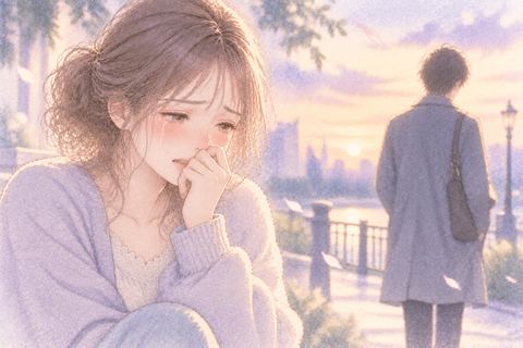 別れを告げられて涙を流す大人の女性