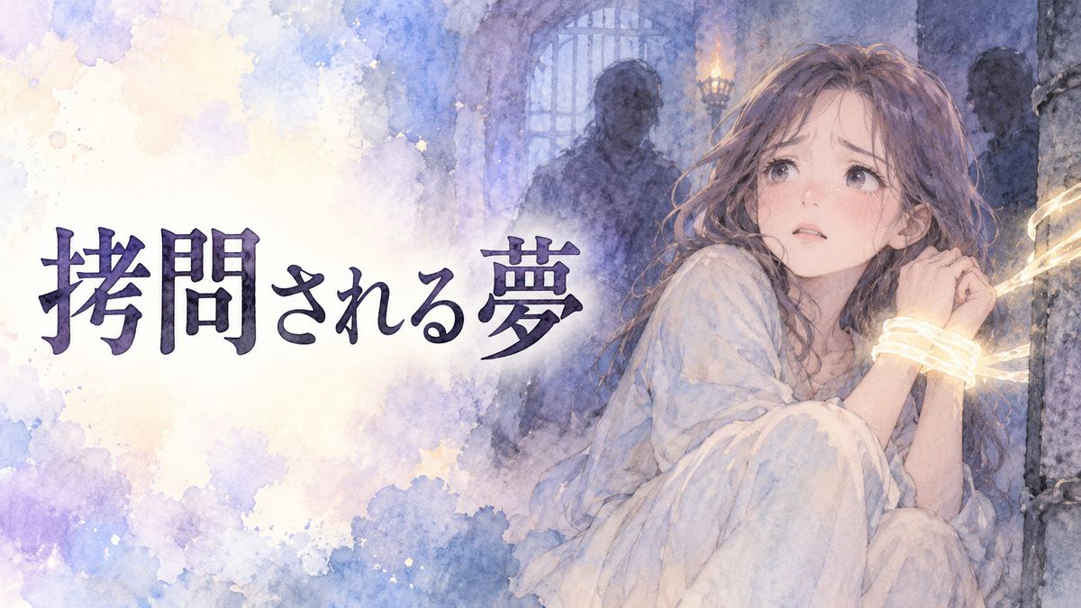 夢の中で拘束され不安そうな大人の女性と暗い人影