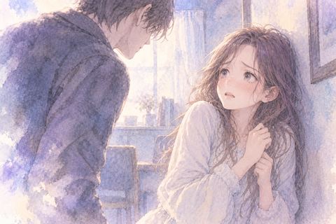 知人の前で緊張して身を固くする女性