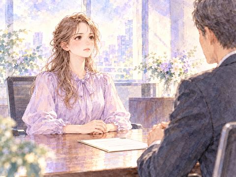 転勤の辞令を前に上司へ断る意思を伝える女性