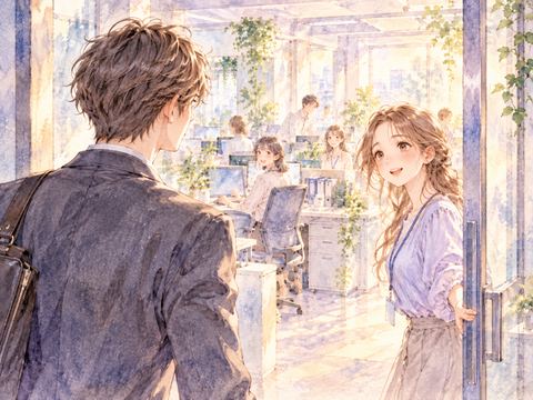 以前の職場に戻り懐かしい同僚と再会する男性