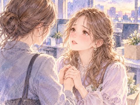 転勤で職場を離れる女性が同僚との別れを惜しむ様子
