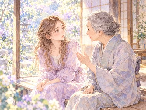 知らないおばあさんから真剣な表情で忠告を受ける女性