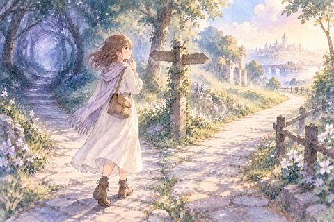 知らない道を行き先を探しながら歩く女性