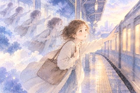 同じ駅で電車に乗り遅れる場面を思い出す女性