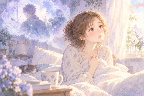 目覚めても夢の一場面を思い返す大人の女性
