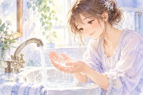 手の汚れが水で落ちて安心する大人の女性