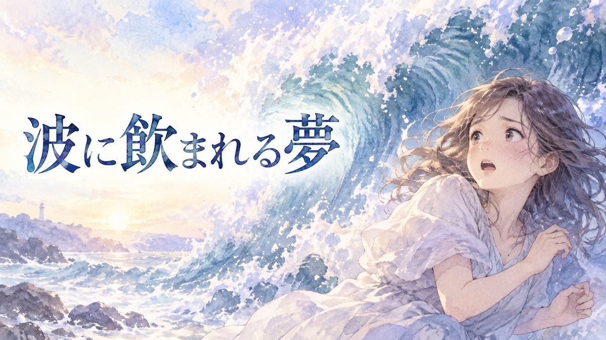 迫る大波を見つめて戸惑う大人の女性