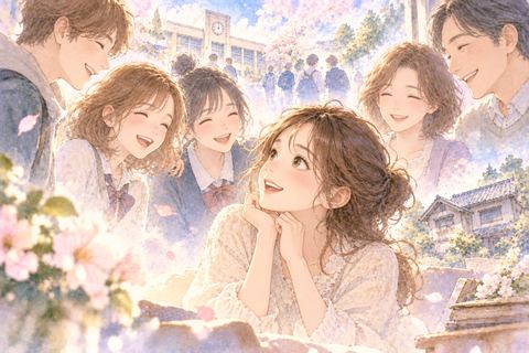 昔の友人や家族を懐かしく見る大人の女性