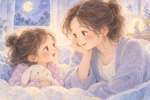 幼い娘と向き合って話す大人の女性