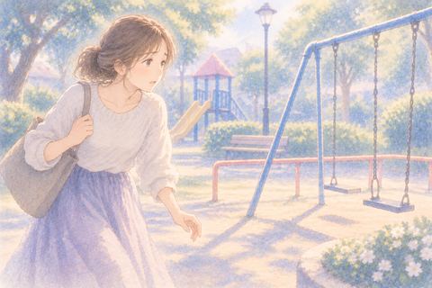幼い娘の姿が見えず戸惑う大人の女性
