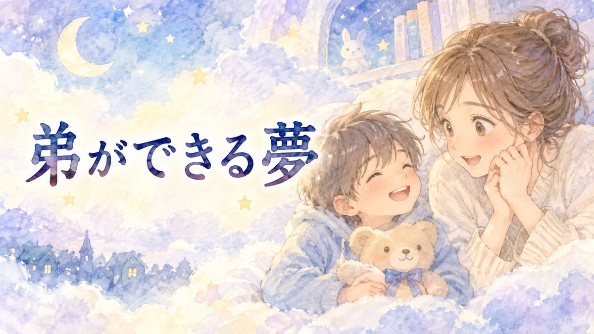 夢の中で新しく現れた弟を見つめる大人の女性