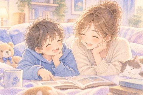 弟と並んで楽しそうに過ごす大人の女性
