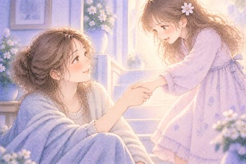 妹に手を差し伸べられ安心する女性