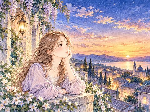 夕焼けの光が薄れ夜の青へ変わり始める空